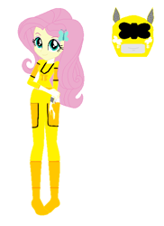 Size: 442x608 | Tagged: safe, color edit, edit, fluttershy, human, equestria girls, g4, boots, clothes, colored, gloves, power rangers, shoes, simple background, solo, white background, yellow ranger