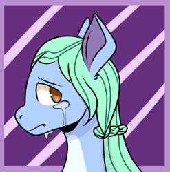 Size: 847x858 | Tagged: safe, artist:ressicle, oc, oc only, oc:lucy rose marie, earth pony, pony, bust, crying, earth pony oc, female, frown, looking back, mare, portrait, sad, solo