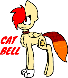 Size: 553x629 | Tagged: safe, artist:wonderwolf51, oc, oc only, oc:cat bell, pegasus, pony, bell, bell collar, chest fluff, collar, simple background, solo, transparent background