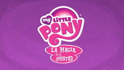 Size: 1920x1080 | Tagged: safe, edit, g4, abstract background, logo, logo edit, my little pony logo, my little pony: friendship is magic logo, no pony, spanish, title card