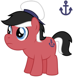 Size: 1540x1620 | Tagged: safe, artist:melisareb, derpibooru exclusive, earth pony, pony, .svg available, anchor, cutie mark, hat, male, micronation, nation ponies, ponified, sealand, seaman, simple background, solo, stallion, svg, transparent background, vector
