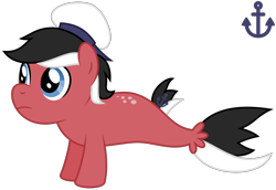 Size: 2350x1620 | Tagged: safe, alternate version, artist:melisareb, derpibooru exclusive, pony, seapony (g4), .svg available, anchor, cutie mark, hat, male, micronation, nation ponies, ponified, sealand, seaman, seaponified, simple background, solo, species swap, stallion, svg, transparent background, vector