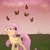 Size: 3000x3000 | Tagged: safe, artist:flutterpawss, fluttershy, butterfly, pegasus, pony, g4, blank flank, blushing, butterfly on nose, cute, female, filly, filly fluttershy, high res, insect on nose, looking up, mare, shyabetes, solo, younger