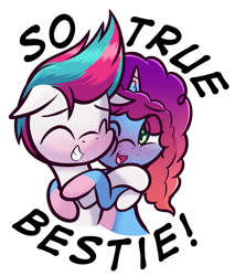 Size: 2300x2700 | Tagged: safe, artist:magician-horse, misty brightdawn, zipp storm, pegasus, pony, unicorn, g4, g5, blushing, coat markings, duo, female, g5 to g4, generation leap, high res, just friends, lesbian, pale belly, rebirth misty, ship:dawnstorm, shipping, simple background, socks (coat markings), transparent background