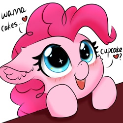 Size: 1080x1080 | Tagged: safe, artist:twiliset, pinkie pie, earth pony, pony, g4, cute, daaaaaaaaaaaw, diapinkes, floating heart, heart, looking up, open mouth, ponk, simple background, smiling, solo, sparkly eyes, white background, wingding eyes