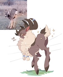 Size: 1464x1788 | Tagged: safe, artist:shokocontane, stronghoof hoofstrong (tfh), deer, reindeer, them's fightin' herds, braid, community related, fence, male, solo