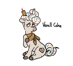 Size: 947x857 | Tagged: safe, artist:arrgh-whatever, oc, oc only, oc:vanill cake, earth pony, food pony, pony, bandana, candle, earth pony oc, food, ponified, simple background, solo, white background