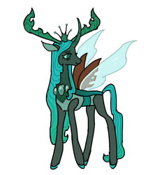 Size: 821x883 | Tagged: safe, artist:arrgh-whatever, queen chrysalis, changedling, changeling, changeling queen, g4, a better ending for chrysalis, alternate design, changedling queen, purified chrysalis, simple background, solo, white background