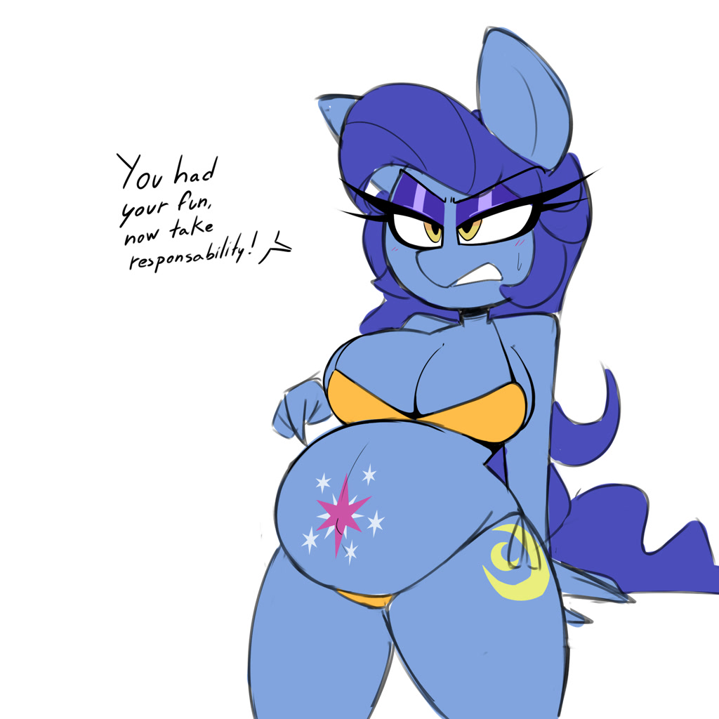 suggestive, artist:nelljoestar, night light, anthro, angry, bikini, breasts...