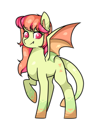 Size: 1475x1872 | Tagged: safe, artist:oniiponii, oc, oc only, bat pony, pony, bat pony oc, eyelashes, female, mare, raised hoof, simple background, smiling, solo, transparent background