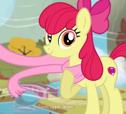 Size: 1080x978 | Tagged: safe, apple bloom, earth pony, pony, g4, clothes, female, mare, older, older apple bloom, scarf, solo