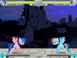Size: 994x746 | Tagged: safe, artist:tom artista, firefly, rainbow dash, pegasus, pony, fighting is magic, g1, g4, abandoned, castle, creepy, creepypasta, duo, fan game, level, new, palette swap, place, recolor, ruins, self paradox, the backrooms
