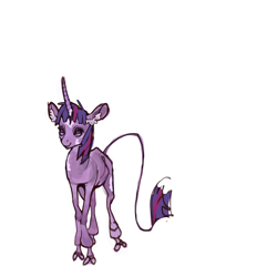 Size: 2048x2045 | Tagged: safe, artist:bimtimtom, part of a set, twilight sparkle, pony, unicorn, g4, cloven hooves, curved horn, high res, horn, leonine tail, simple background, solo, tail, unicorn twilight, vitiligo, white background
