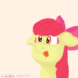 Size: 1280x1280 | Tagged: safe, artist:gosupermarinespitfire, apple bloom, earth pony, pony, g4, :p, female, filly, foal, simple background, solo, tongue out