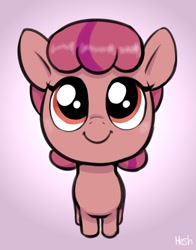 Size: 1160x1482 | Tagged: safe, artist:heretichesh, oc, oc only, oc:nump, earth pony, pony, big eyes, cute, female, filly, foal, looking up, signature, smiling, solo