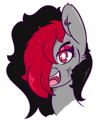 Size: 1782x2103 | Tagged: safe, artist:lazerblues, oc, oc only, oc:miss eri, pegasus, pony, ear piercing, emo, hair over one eye, piercing, simple background, solo, transparent background
