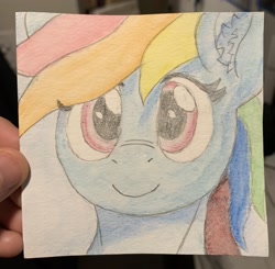 Size: 2839x2779 | Tagged: safe, artist:reddthebat, rainbow dash, pegasus, pony, g4, bust, ear fluff, female, high res, looking at you, mare, smiling, smiling at you, solo, sternocleidomastoid, traditional art