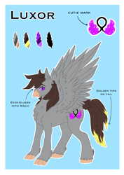 Size: 2480x3508 | Tagged: safe, artist:themstap, oc, oc:luxor, classical hippogriff, hippogriff, concave belly, high res, male, reference sheet, spread wings, unshorn fetlocks, wings