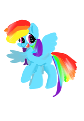 Size: 1640x2360 | Tagged: safe, artist:fancytwily, rainbow dash, pegasus, pony, g4, simple background, smiling, solo, spread wings, white background, wings