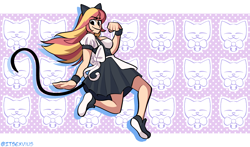 Size: 3164x1856 | Tagged: safe, artist:exvius, sunset shimmer, human, g4, catgirl, clothes, eyebrows, eyebrows visible through hair, female, high res, humanized, maid, smiling, solo