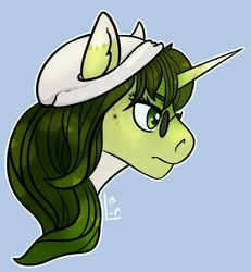 Size: 996x1080 | Tagged: safe, artist:lake_reu, oc, oc only, pony, unicorn, bust, commission, female, glasses, hat, mare, portrait, solo