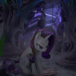 Size: 2900x2900 | Tagged: safe, artist:ciborgen, rarity, pony, unicorn, g4, abstract background, apathy, female, high res, lidded eyes, mare, sitting, solo, three quarter view