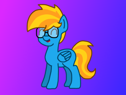 Size: 1440x1080 | Tagged: safe, artist:super155cz, oc, oc only, oc:super155cz, pegasus, pony, eyes closed, glasses, gradient background, ponysona, smiling, solo