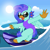 Size: 5000x5000 | Tagged: safe, artist:jhayarr23, oc, oc only, oc:sea lilly, classical hippogriff, hippogriff, bipedal, clothes, cloud, commission, ocean, solo, sun, sunglasses, surfboard, surfing, swimsuit, water, wave, ych result