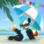 Size: 5000x5000 | Tagged: safe, artist:jhayarr23, oc, oc only, oc:icebeak, classical hippogriff, hippogriff, beach, beach ball, clothes, drink, holding, leaf, looking at you, ocean, one eye closed, one-piece swimsuit, solo, sunglasses, swimsuit, towel, umbrella, water, wink, winking at you