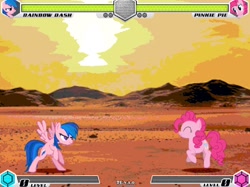 Size: 1080x808 | Tagged: safe, artist:tom artista, firefly, pinkie pie, rainbow dash, earth pony, pegasus, pony, fighting is magic, g1, g4, fan game, mars, new, palette swap, planet, recolor, solar system, stage