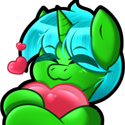 Size: 570x570 | Tagged: safe, artist:poisonella, oc, oc only, oc:green byte, pony, unicorn, commission, emoji, heart, male, simple background, solo, stallion, transparent background, ych result