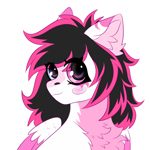 Size: 2000x2000 | Tagged: safe, artist:kutemango, oc, oc only, oc:lunylin, pegasus, pony, blush lines, blush sticker, blushing, bust, chest fluff, colored belly, colored wings, colored wingtips, commission, cute, ear fluff, ear markings, eye clipping through hair, facial markings, female, fluffy, hair over eyes, heterochromia, high res, looking at you, mare, pink, reverse countershading, simple background, sketch, smiling, smiling at you, solo, two toned mane, two toned wings, white background, wings