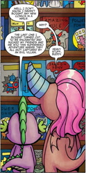 Size: 929x1866 | Tagged: safe, artist:agnesgarbowska, idw, official comic, mina, spike, dragon, g4, my little pony: friends forever, spoiler:comic, comic, comic book, dialogue, female, male, speech bubble