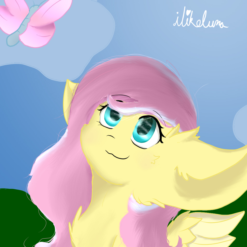 3183152 Safe Artist Ilikeluna Fluttershy Butterfly Pegasus Pony