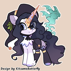 Size: 1000x1000 | Tagged: safe, artist:tresmariasarts, oc, oc only, oc:luminous star, earth pony, pony, artificial horn, bag, bell, clothes, hat, saddle bag, socks, solo, spirit, witch hat