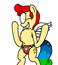 Size: 3023x3351 | Tagged: safe, artist:professorventurer, oc, oc:power star, pegasus, pony, bipedal, biting, chest fluff, clothes, high res, one eye closed, panties, pegasus oc, simple background, solo, tongue bite, underwear, white background, wink