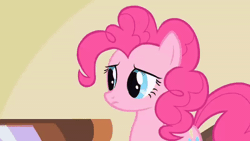 Size: 540x304 | Tagged: safe, artist:danfango, edit, edited screencap, screencap, pinkie pie, bird, earth pony, pony, g4, season 1, swarm of the century, animated, female, gif, god burns down equestria for insurance money, i can't believe it's not superedit, mare, solo, spitting, tongue out, youtube poop