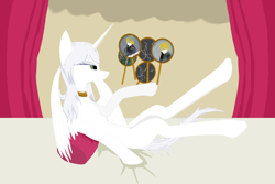 Size: 3000x2000 | Tagged: artist needed, source needed, safe, oc, oc:κασσάνδρα, alicorn, pony, alicorn oc, belly, high res, horn, long legs, thin, wings