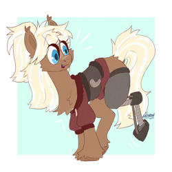 Size: 2000x2000 | Tagged: safe, artist:lionbun, oc, oc only, oc:coco cream, amputee, female, high res, mare, passepartout, prosthetic limb, prosthetics, saddle, sketch, solo, tack
