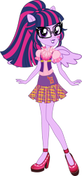 Size: 1024x2189 | Tagged: safe, artist:sugar-loop, edit, vector edit, sci-twi, twilight sparkle, human, equestria girls, g4, my little pony equestria girls: friendship games, clothes, female, glasses, high heels, looking at you, ponied up, ponytail, school spirit, school uniform, shoes, simple background, smiling, solo, transparent background, vector