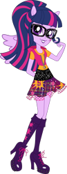 Size: 1024x2635 | Tagged: safe, artist:sugar-loop, edit, vector edit, sci-twi, twilight sparkle, human, equestria girls, g4, my little pony equestria girls: friendship games, boots, clothes, female, glasses, high heel boots, high heels, hoodie, jewelry, looking at you, necklace, ponied up, school spirit, school uniform, shoes, simple background, solo, transparent background, vector