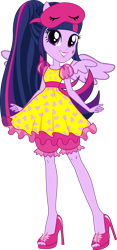 Size: 1024x2185 | Tagged: safe, artist:sugar-loop, edit, vector edit, twilight sparkle, alicorn, human, equestria girls, g4, my little pony equestria girls: rainbow rocks, clothes, female, high heels, looking at you, nightgown, pajamas, ponied up, ponytail, sci-twi outfits, shoes, simple background, sleep mask, smiling, solo, transparent background, twilight sparkle (alicorn), vector