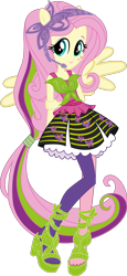 Size: 1600x3469 | Tagged: safe, artist:sugar-loop, edit, vector edit, fluttershy, human, equestria girls, g4, my little pony equestria girls: rainbow rocks, clothes, dress, female, hand on arm, headset, leggings, looking at you, ponied up, shoes, simple background, smiling, solo, transparent background, vector