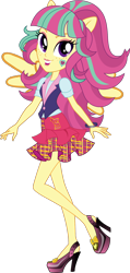 Size: 1024x2145 | Tagged: safe, artist:sugar-loop, edit, vector edit, sour sweet, human, equestria girls, g4, my little pony equestria girls: friendship games, bracelet, clothes, female, high heels, jewelry, looking at you, open mouth, ponied up, school spirit, school uniform, shoes, simple background, solo, transparent background, vector