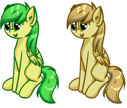 Size: 1280x1088 | Tagged: safe, artist:ask-fleetfoot, apple fritter, apple strudely, pony, g4, apple family member, pegasus apple fritter, pegasus apple strudely, race swap, simple background, white background