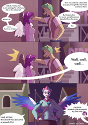 Size: 3508x4960 | Tagged: safe, artist:pwnagespartan, hitch trailblazer, pipp petals, zipp storm, earth pony, pegasus, anthro, g5, breasts, comic, female, male, moment killer, ship:pitch, shipping, straight, third wheel