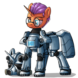 Size: 2700x2700 | Tagged: safe, alternate version, artist:uteuk, oc, oc only, pony, fallout equestria, armor, fallout, glasses, high res, power armor, simple background, solo, white background
