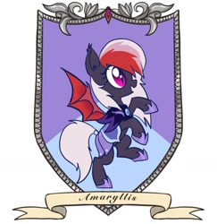 Size: 1024x1052 | Tagged: safe, artist:pfeffaroo, oc, oc only, oc:amaryllis, bat pony, pony, female, guardsmare, hoof shoes, mare, night guard, royal guard, simple background, solo, white background