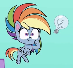 Size: 429x400 | Tagged: safe, screencap, rainbow dash, pegasus, pony, g4, g4.5, my little pony: pony life, the best of the worst, cropped, cute, dashabetes, flying, idea, solo