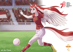 Size: 4960x3508 | Tagged: safe, artist:pwnagespartan, oc, oc only, oc:indonisty, alicorn, anthro, unguligrade anthro, alicorn oc, horn, indonesia, nation ponies, solo, wings